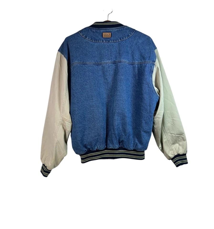 VINTAGE 90s Mens Gear For Sports Denim Jean Bomber Snap Jacket Harrah’s Vegas XL - Image 2 of 4