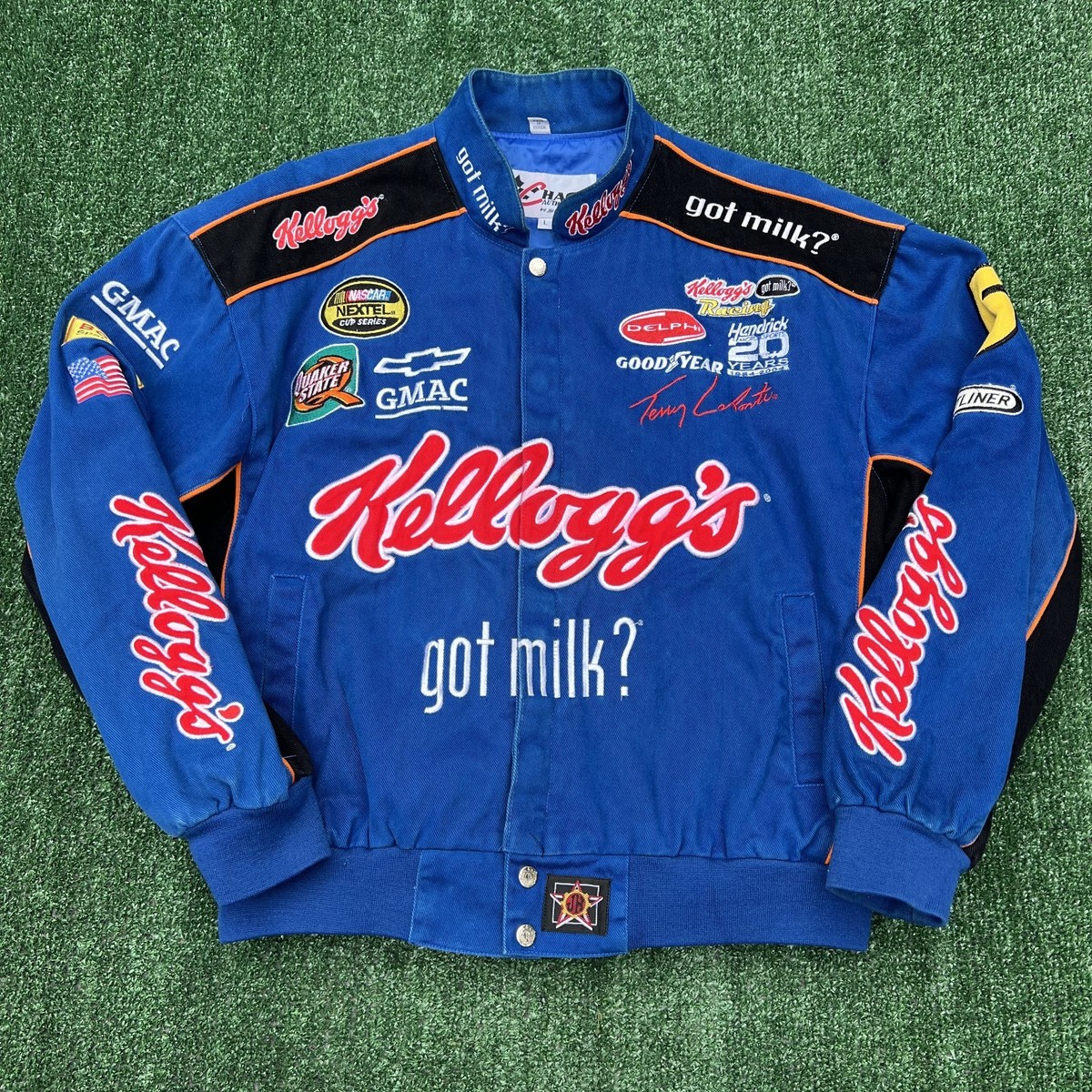 Blue Kellogg's Nascar Jacket VTG JH Design Kellogs Nascar