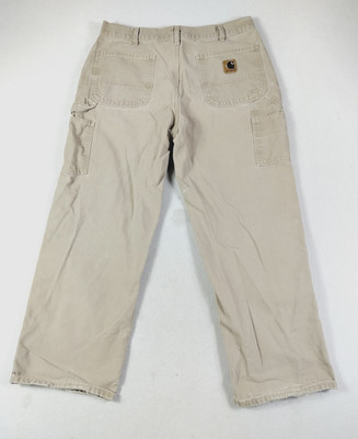 Vintage Y2K Carhartt Pants Mens 36x30 Beige B11 SDL Relaxed Fit Workwear Canvas