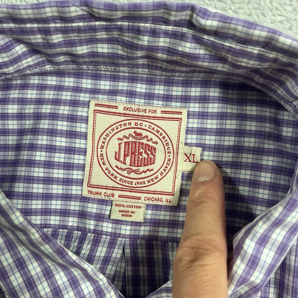 J. Camisa Press Para Hombre XL Púrpura Cuadros Guinga Abotonada Mangas Largas Corpcore Foto 2 de 4