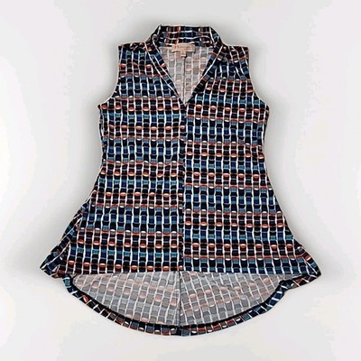 Philosophy Blouse Womens Small Hi-Low Sleeveless Stretch Multicolor R1