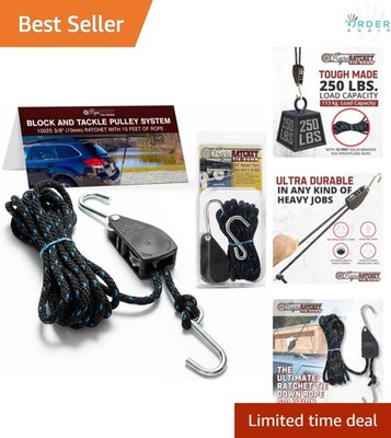 Block and Tackle Pulley System Adjustable Hoist for Lifting Gear Utility Rig