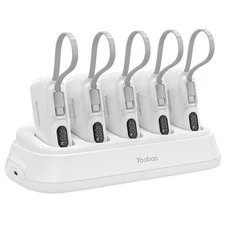 Yoobao Portable Charging Station with Small Power Bank 5 Pack Built-in USB C ...