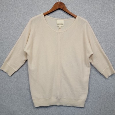 Cynthia Rowley 100% 2 Ply Cashmere Ivory Sweater Women's Size Large Luxury 