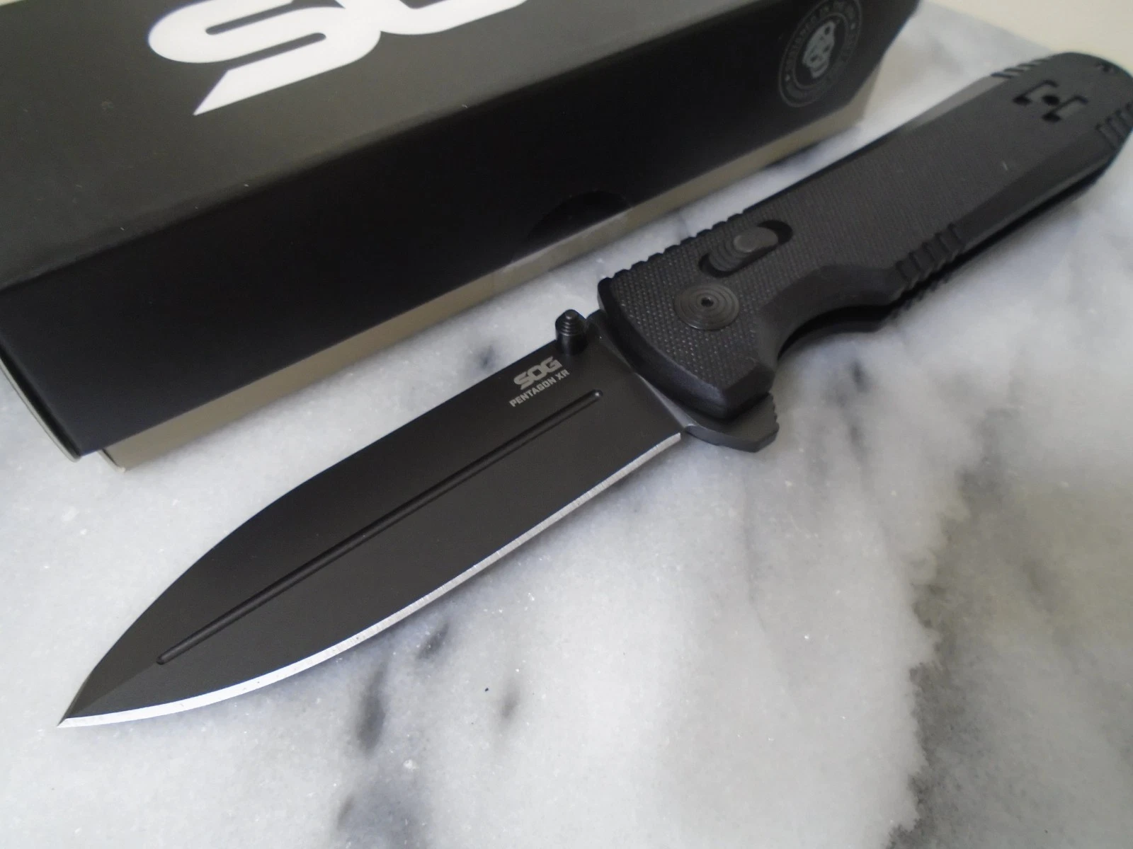 SOG Pentagon XR Blackout Ball Bearing Pivot Pocket Knife Dual Edge Tip 12610157 image 10