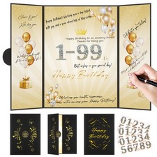 Black Gold 1st-99th Happy Birthday Party Decorations 18"x12" Birthday Guest B...