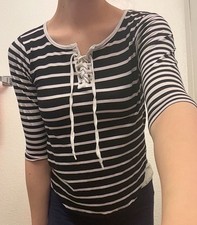 Black And White Striped btween Shirt For Children’s 10 Yrs. Girls Clothing