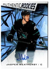 2021-22 SP Game Used Authentic Rookies Blue Auto JASPER WEATHERBY #187 Sharks RC