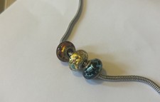 925 Sterling Silver Glass Rondelle Bead Charm...