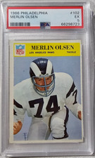 1966 Philadelphia #102 Merlin Olsen HOF Los Angeles Rams NFL - GRADED PSA 5 EX