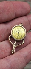 USSR CHAIKA Ladies Watch Mini Pendant, Ruby Button 17 Jewels, Gold Plated 1960's