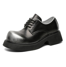 Retro Men's Lace Up Dress Shoes Formal Platform Round Toe Oversize Shoes Chic