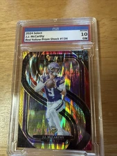 2024 Panini Select - Premier  J.J. McCarthy #134 Red & Yellow Shock Prizm (RC)