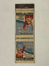 Snow Train Matchbook Cover Boston & Maine RR Railroad Misspelling Sport Shop