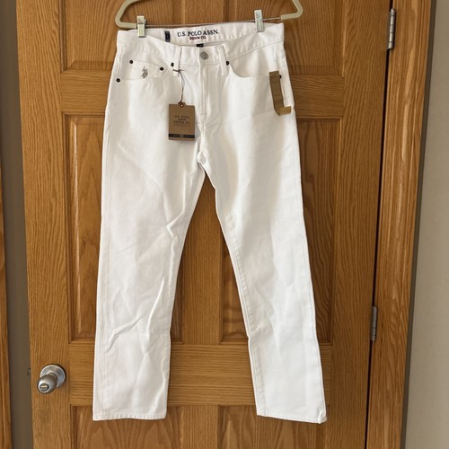 NWT U.S. POLO ASSN. Straight White Denim Jeans Mens 32 X 30 NWT