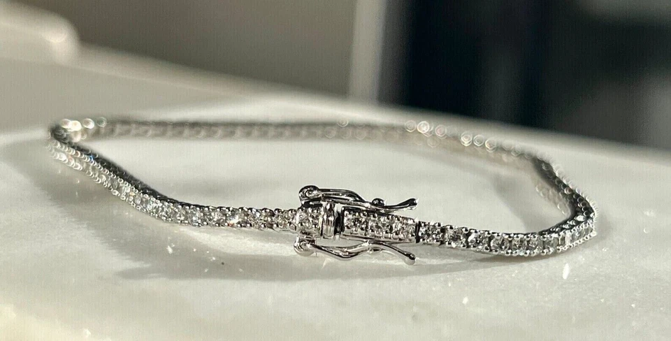 5Ct Round Cut Lab-Created Diamond Women's Tennis Bracelet 14K White Gold Plated - image 1 of 4