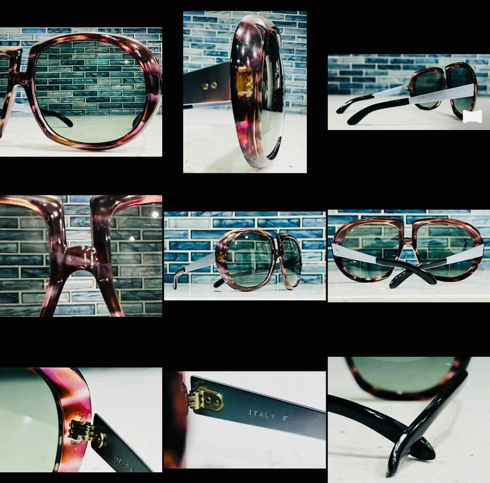 Vintage O.Friulana Oversized Butterfly Lens Sunglasses 1970'S Made in Italy - Image 2 of 4