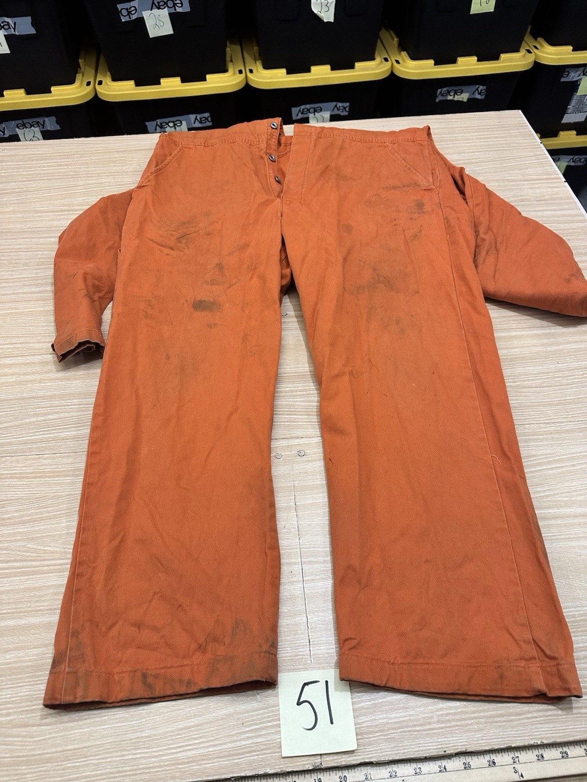 Retro Inmate Uniform Vintage GCA Jail Orange Jumpsuit Prison Inmate Costume, Size 48