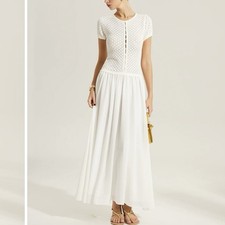 Commense Sheer Knit Top Maxi Dress White XS NWT Bridal Boho Cottagecore