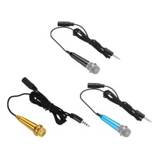 3pcs Mini Microphone with Earphone for Phone Black, Blue, Rose Gold