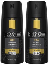 AXE Gold Oud Wood Dark Vanilla Deodorant Body Spray Pack of 2 4 Ounce