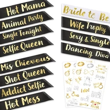 KatchOn Bachelorette Party Accessories Set 14pcs Bride Tribe Tattoos Sashes G...