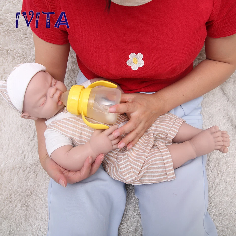 IVITA 49cm Handgemachte Puppen Rebornpuppen Blau Augen Baby Junge Silikon Doll - Bild 3 von 4