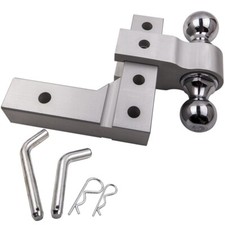 2 Standard Trailer Tow Hook Receiver Dual Ball 6 Drop Adjustable Aluminum