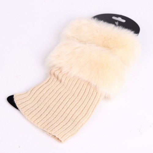 Women Leg Warmers Fur Trim Boot Cuff Cover Female Fur Boots Anklets Warm Socks - Picture 10 of 11