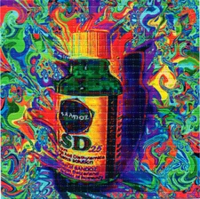 Sandoz Vial full color BLOTTER ART perforated sheet paper psychedelic art