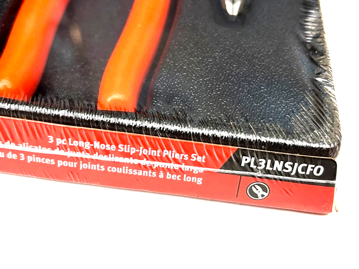 SNAP ON PL3LNSJCF O ORANGE 3pc Soft Grip Long Nose Slip Joint