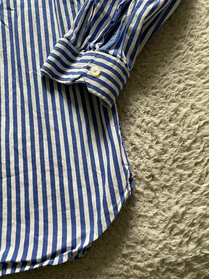 American Eagle Men Slim Striped Long Sleeve Button-Up Shirt Blue Size XLT - Image 3 of 4