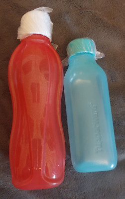 Tupperware Eco Easy Flaschen 1x 750ml rot mit Glitzer +1x türkis 500ml