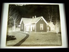 ANTIQUE 8" X 10" GLASS PHOTOGRAPH NEGATIVE OF HOUSE WITH LONG SIDEWALK