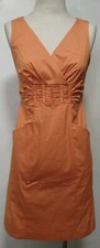ELIE TAHARI Orange Cotton Blend Sheath Dress Sleeveless Size 4