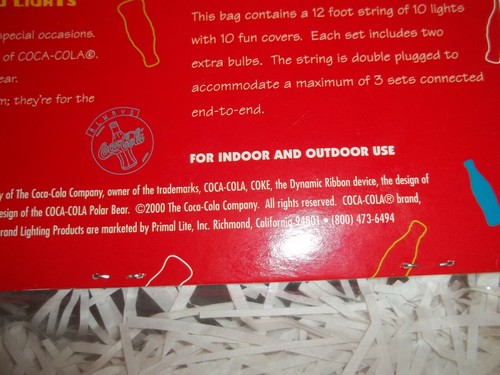 Vtg New Unopened COKE Coca-Cola String 10 Light Set Bottles Button RV Camp Patio - Picture 7 of 7