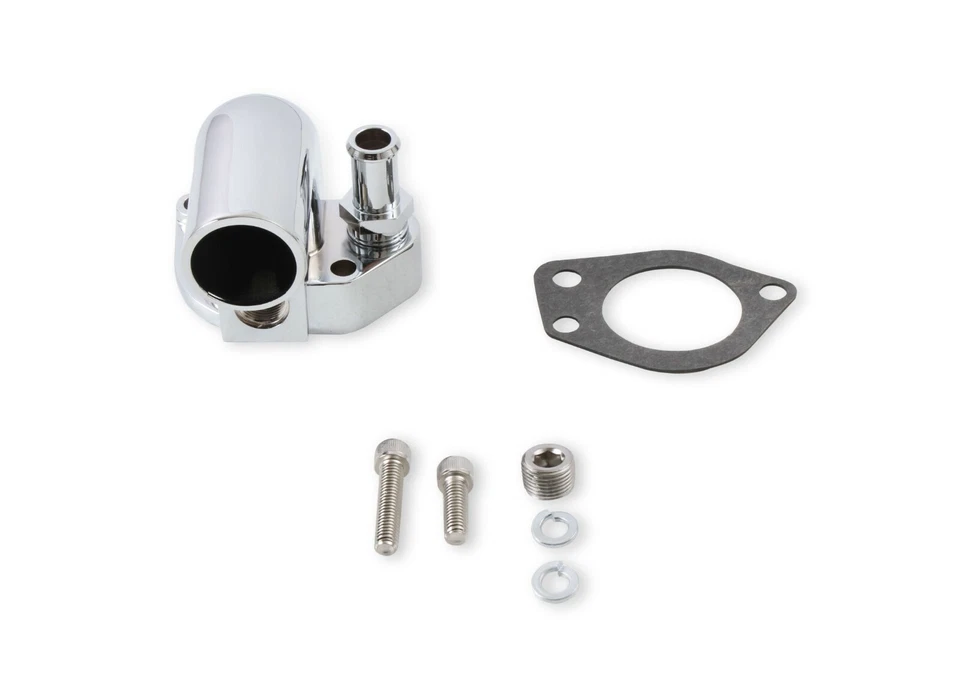 Cuello de agua cromado Mr. Gasket 9713 para Ford 302/351W 1979-1997 Foto 2 de 4