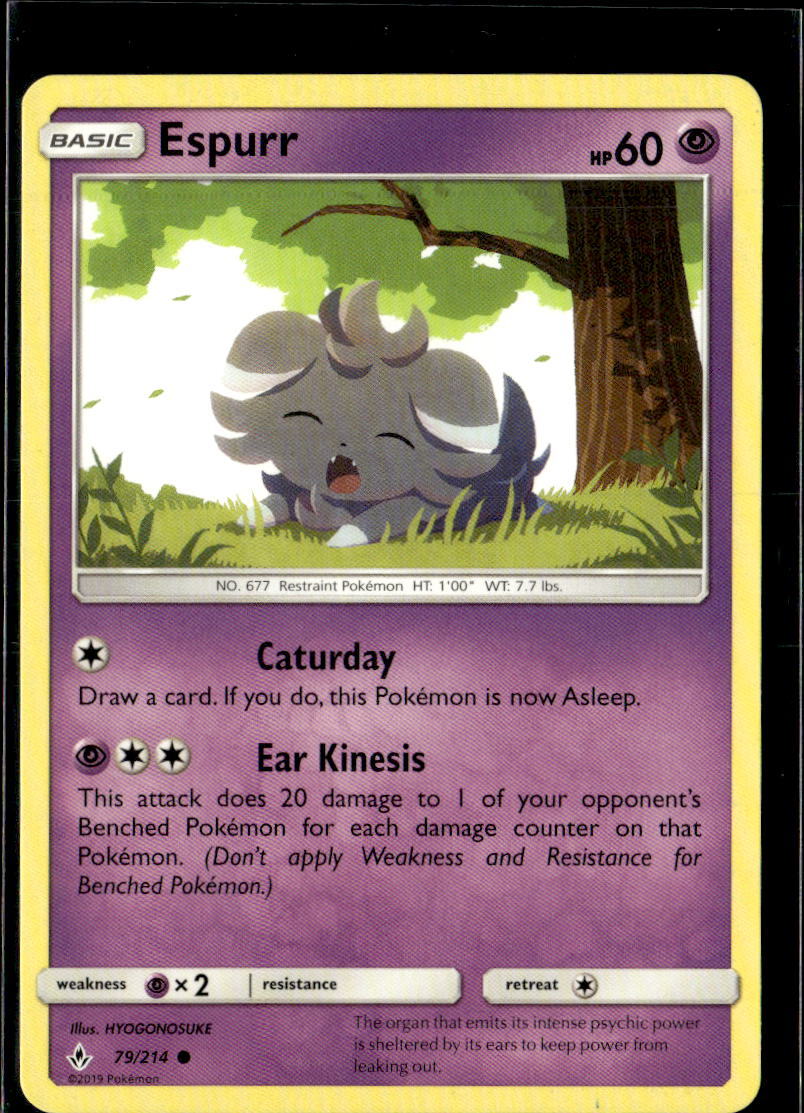 Pokemon Espurr 79/214 Unbroken Bonds Non Holo Common  2 Card Lot