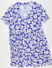 Dress. Nutmeg Womens Blue & White Floral Size 18 V-Neck Long Top/ Short Dress 👗
