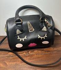 Betsey Johnson Purse Black Mini Satchel Bag Unicorn Kitty Cat UniKitty NWOT