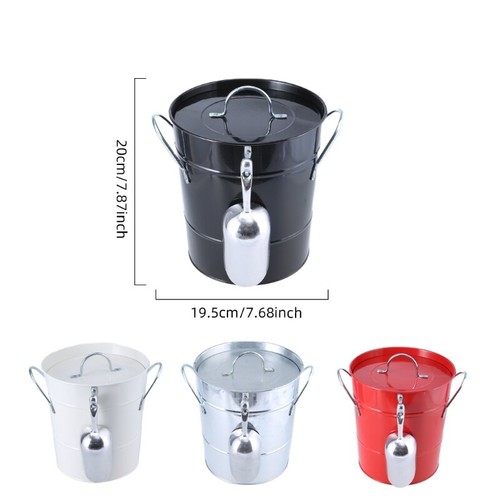 Metal Ice Bucket with Shovel and Lid Drink Coolers Beverage Tub Wine Bucket - Picture 8 of 12