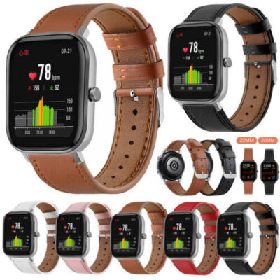 Leather Band For Huami Amazfit GTS 4 3 2 2e/GTR 4 3 2 2e 42mm 47mm Watch Strap 