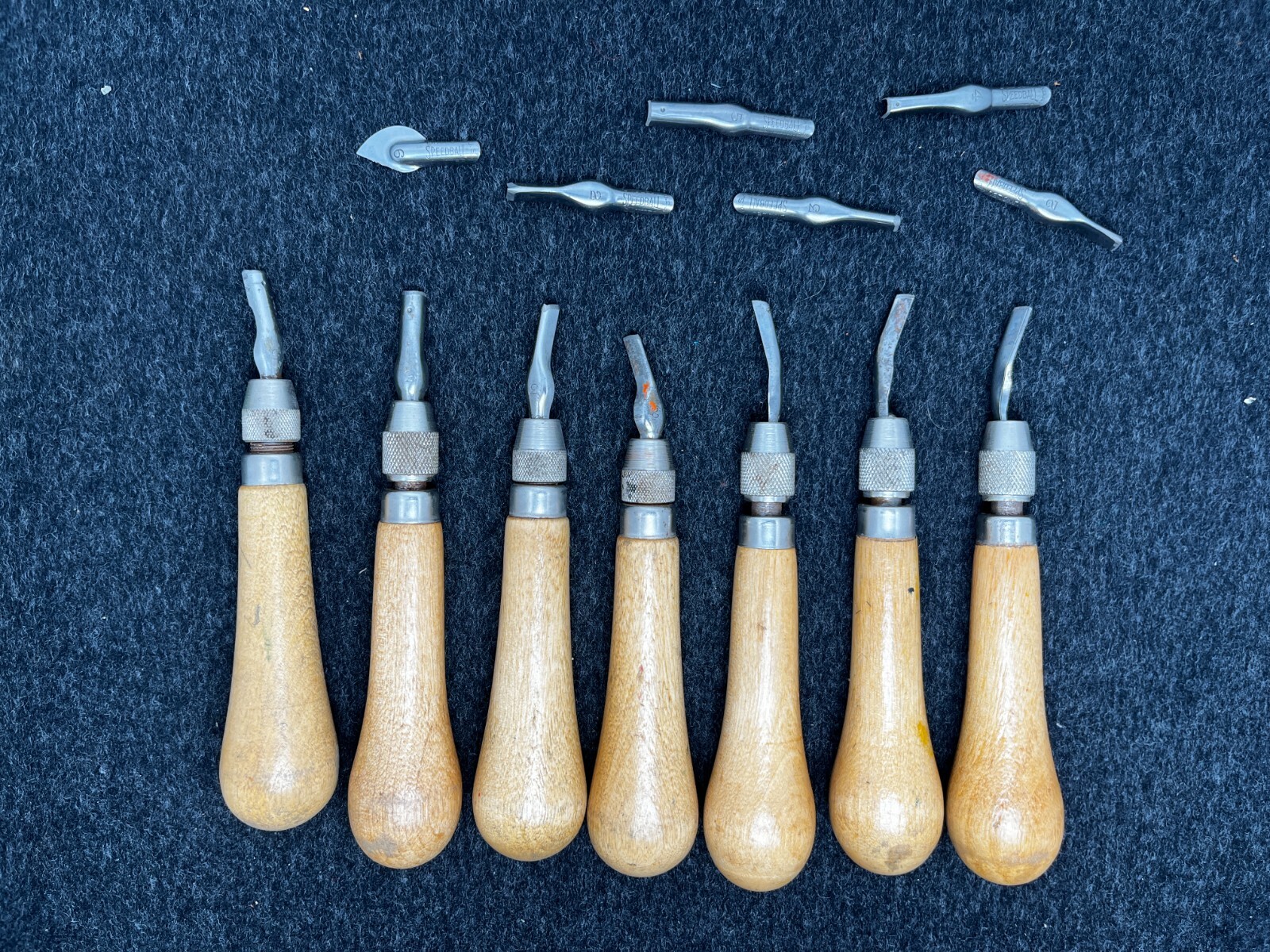 Lot of 7 Vintage Speedball Linoleum Cutter Handles with Blades eBay