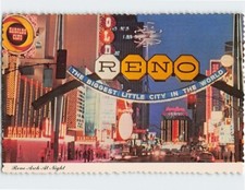 Postcard Reno Arch At Night Nevada