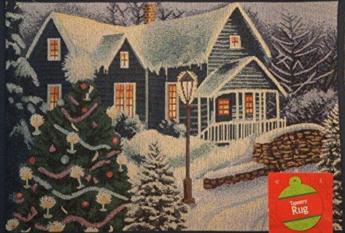 Winter Scene Tapestry Rug Christmas Mat - 19 x 27 inches NEW - Picture 1 of 1