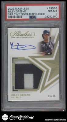 2022 Panini Flawless Star Swatch Signatures Gold /10 Riley Greene