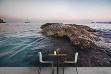 3D Mountain Sea Sailing Ripple Self-adhesive Removeable Wallpaper Wall Mural1