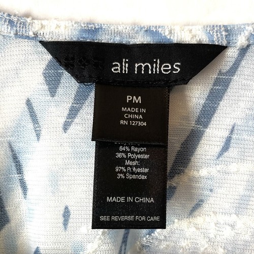 Ali Miles Blue White Jacquard Paisley Open Front Cardigan NWT Women Petite M - Picture 9 of 13