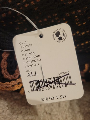 Neu mit Etikett Free People Vigne Beuteltasche offen Strick Schultertasche gehäkelt schwarz braun Einheitsgröße Boho - Bild 8 von 11