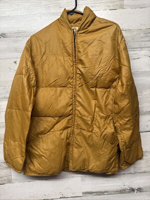 Vintage Hirsch Weis Puffy Jacket Yellow Large Excellent Portland Oregon